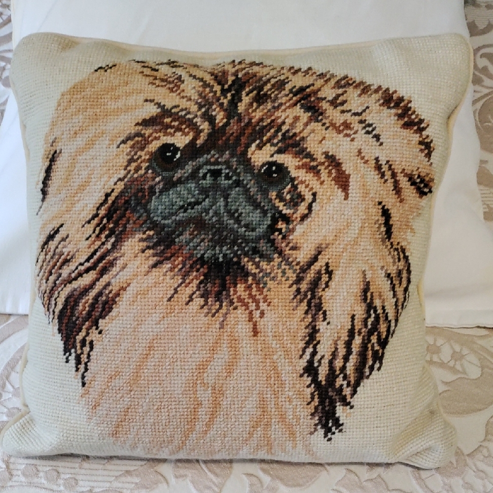 Decorative Dog Needlepoint Pillow